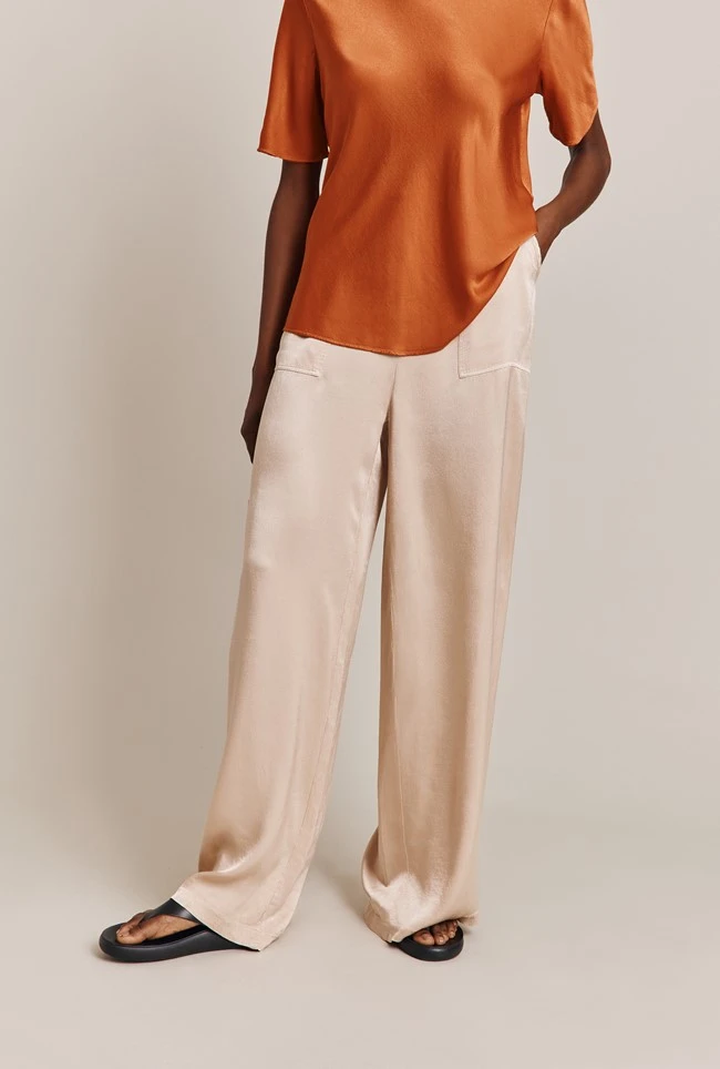 Aurora Satin Cargo Trousers Stone