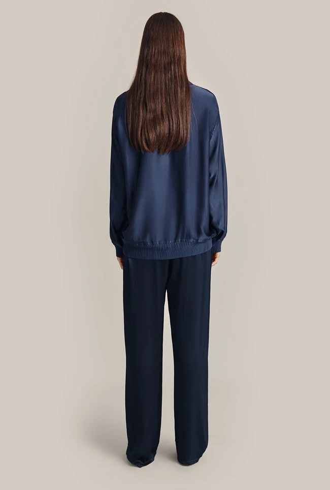 Grace Satin Sweatshirt Dark Midnight - Image 6