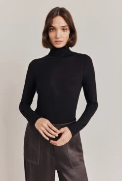 Fern Roll Neck Top Black