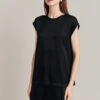 Melody Satin Short Sleeve Top Black
