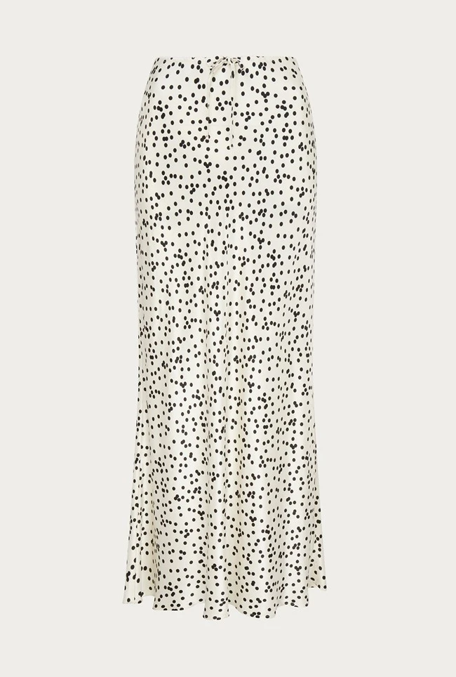 Emma Satin Slip Midi Skirt Cream Spot - Image 7