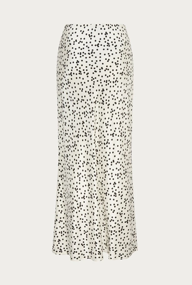 Emma Satin Slip Midi Skirt Cream Spot - Image 8