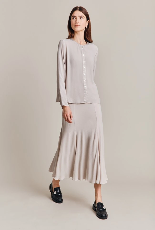 Phoebe Crepe Skirt Beige Pearly - Image 2