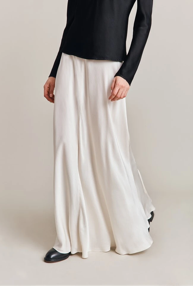 Adrianna Satin Maxi Skirt Ivory - Image 2