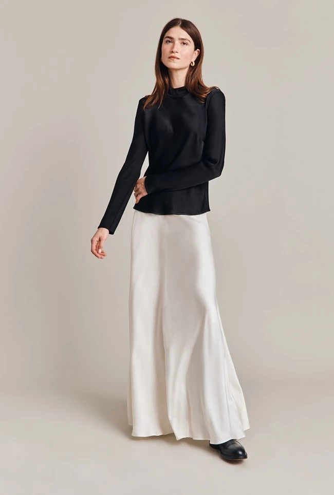 Adrianna Satin Maxi Skirt Ivory - Image 6