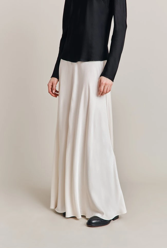 Adrianna Satin Maxi Skirt Ivory - Image 5