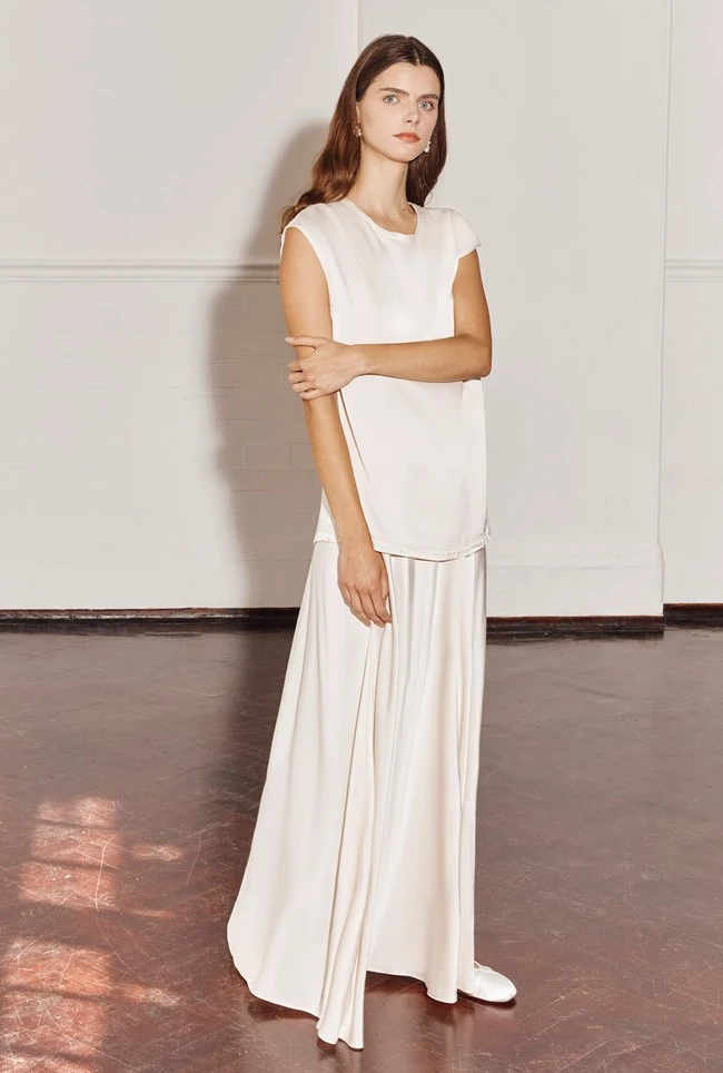 Adrianna Satin Maxi Skirt Ivory