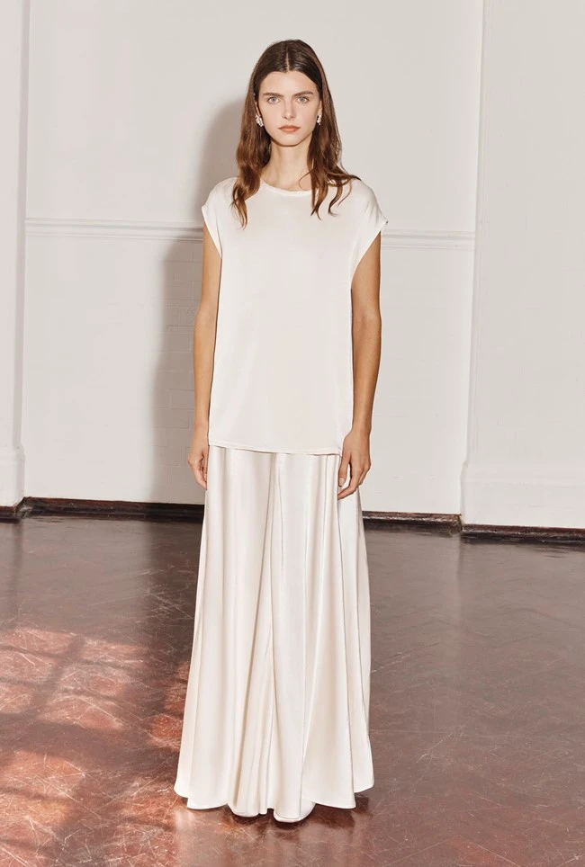 Adrianna Satin Maxi Skirt Ivory - Image 4