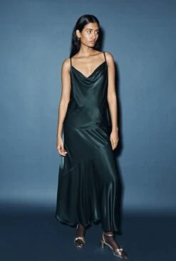 Eileen Satin Midi Skirt Cedar