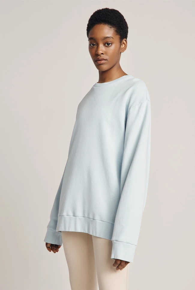 Organic Longline Sweatshirt Pale Blue - Image 4