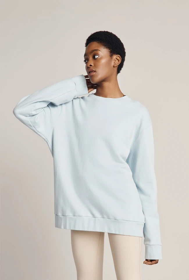 Organic Longline Sweatshirt Pale Blue - Image 2