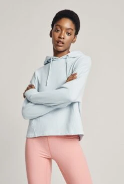 Cropped Organic Hoodie Pale Blue