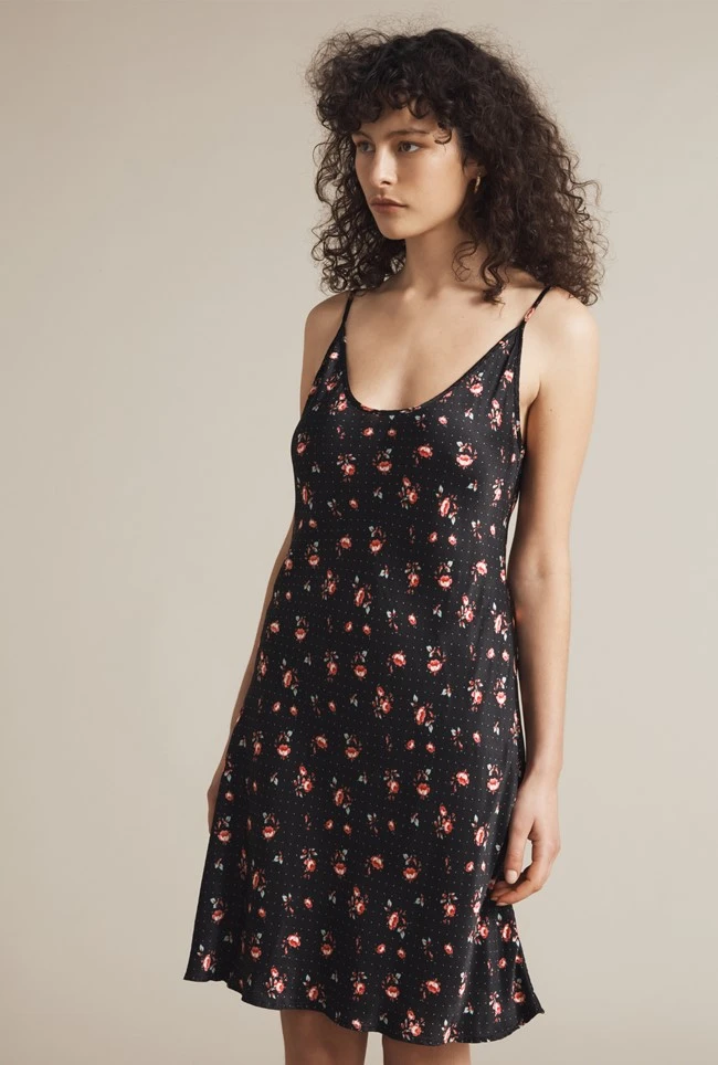 Iris Satin Slip Rose Ditsy